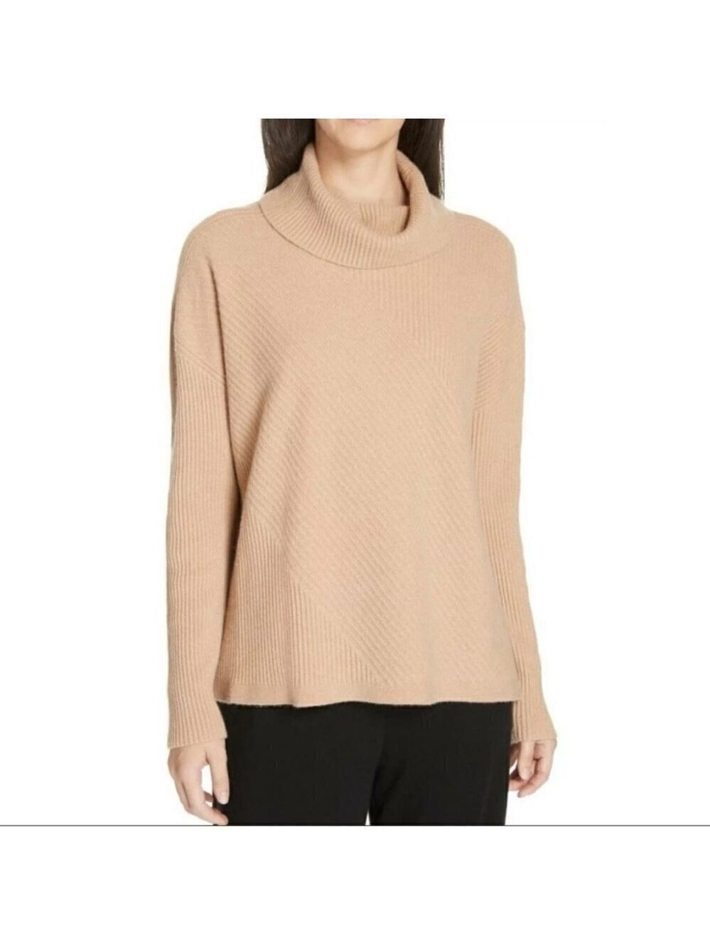 Eileen Fisher | Rib Knit Cashmere Turtleneck Sweater in Camel